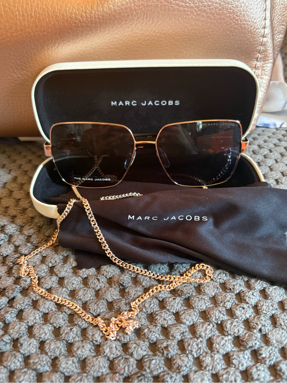 Marc Jacobs Sunglasses w/ Case, Chain, and Cloth